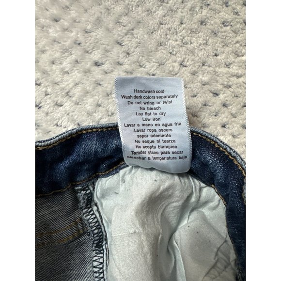 Judy Blue Jeans Womens 28 US 7 Dark Wash Blue Denim Skinny Distressed Button Fly - Picture 7 of 10